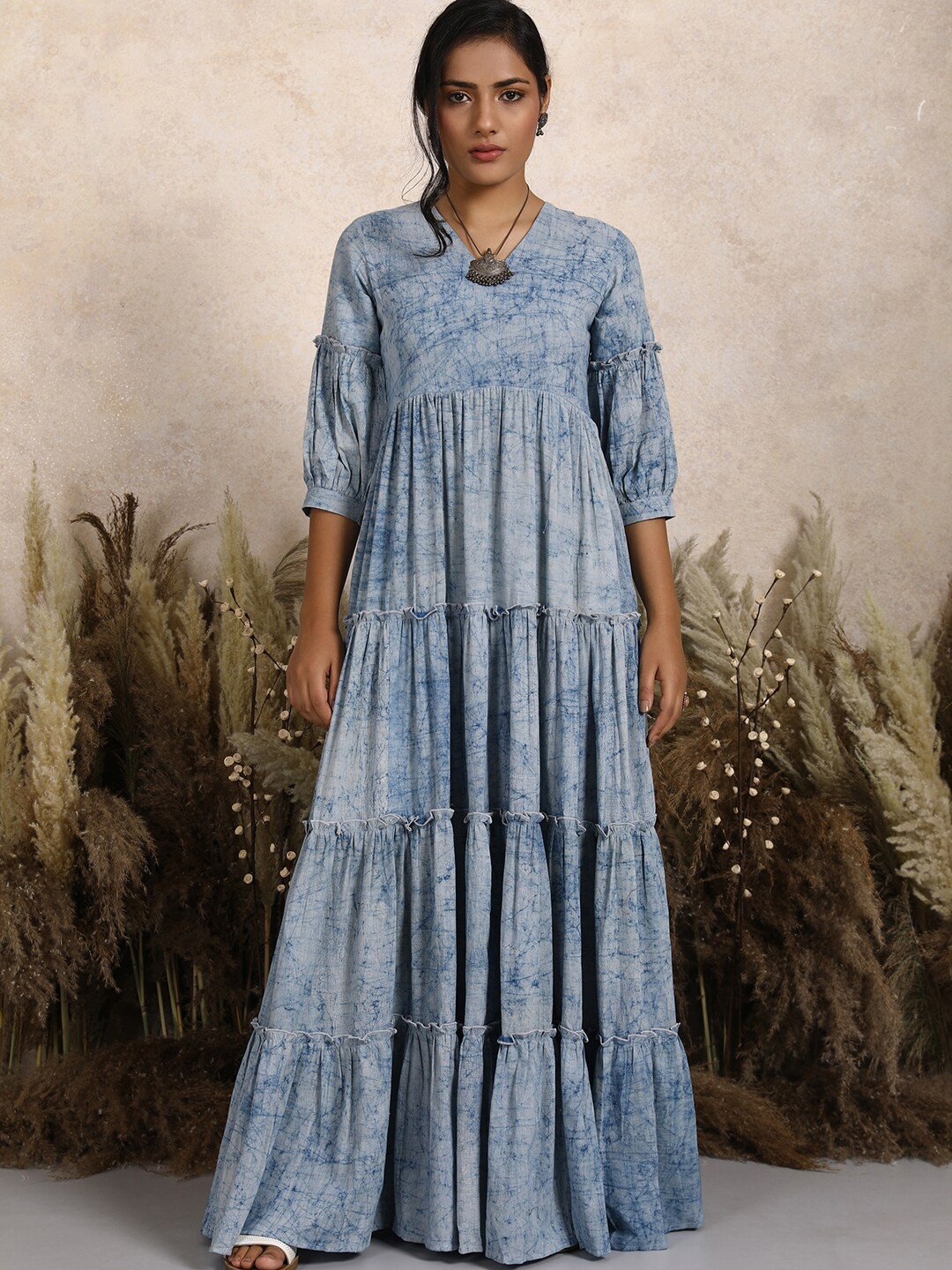

Lake Peace Women Blue Cotton Maxi Dress