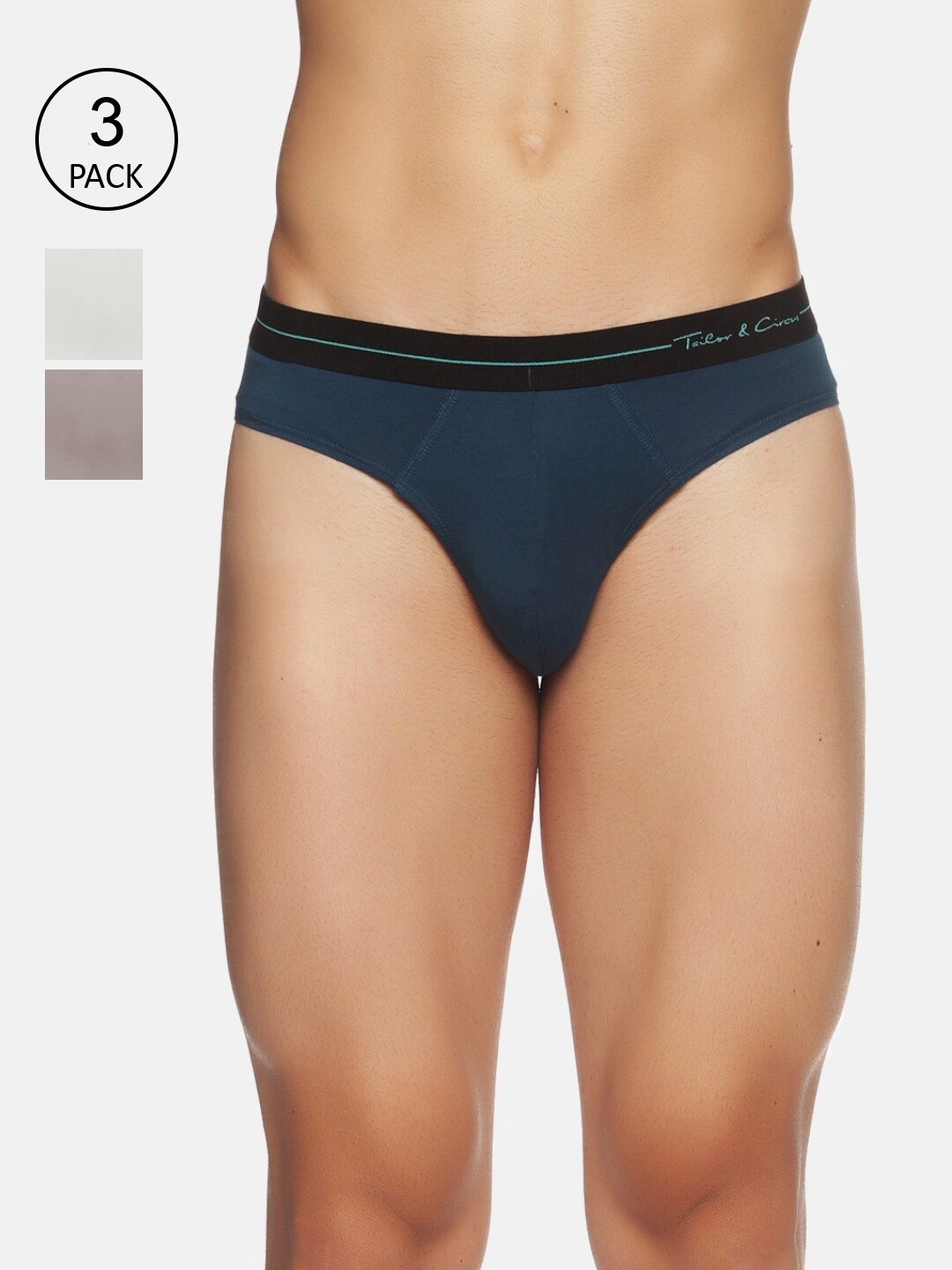 

Tailor & Circus Men Pack Of 3 Basic Briefs, Blue