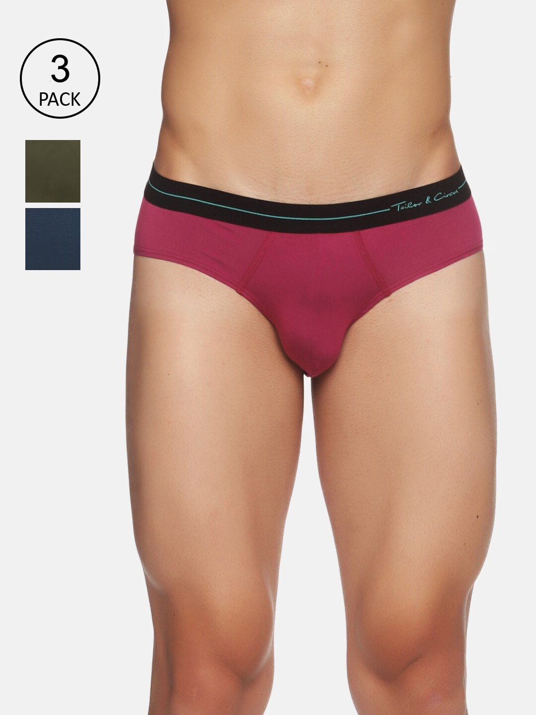 

Tailor & Circus Men Pack Of 3 Basic Briefs, Pink