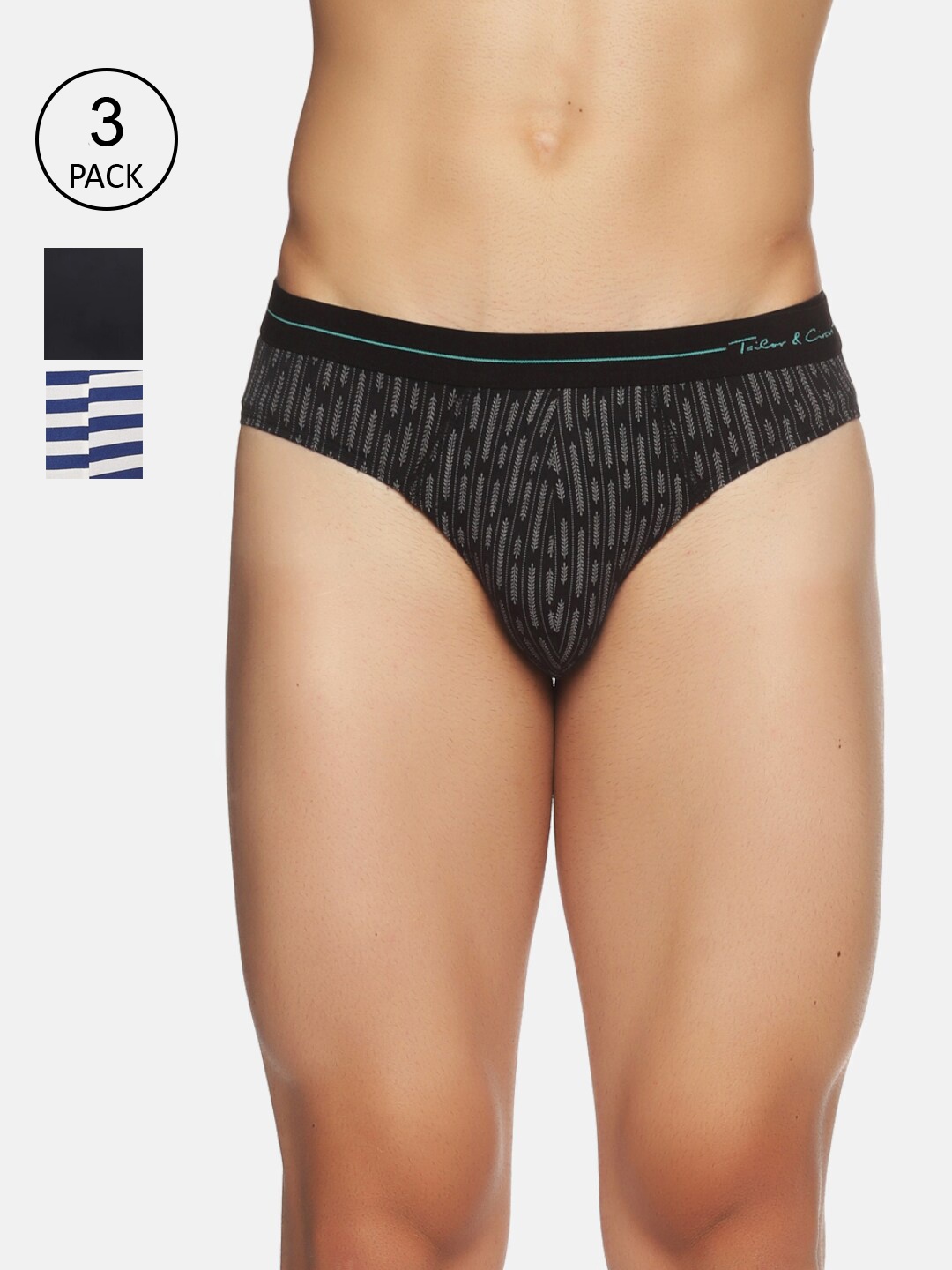 

Tailor & Circus Men Pack Of 3 Anti-Bacterial Modal Briefs, Black
