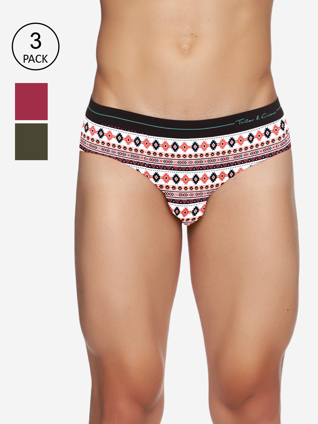 

Tailor & Circus Men Pack of 3 Printed Anti-Bacterial Basic Briefs, White