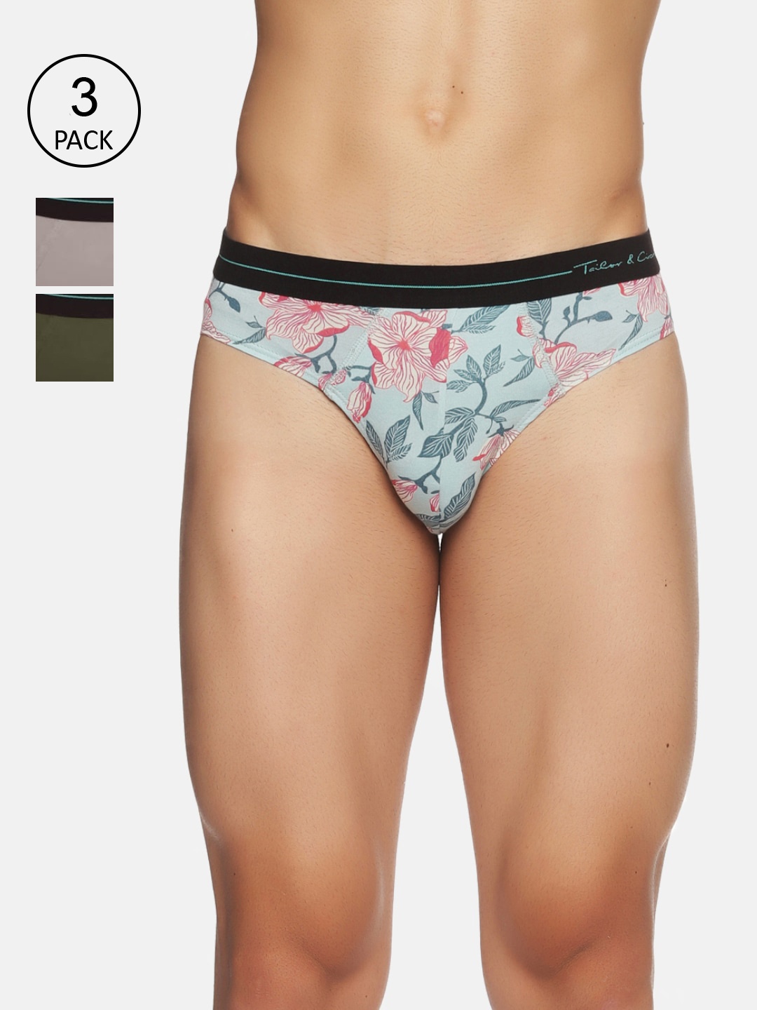 

Tailor & Circus Men Pack Of 3 Printed Basic Briefs, Blue
