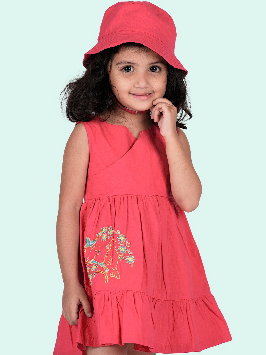 

Zalio Red A-Line A-Line Dress with Hat
