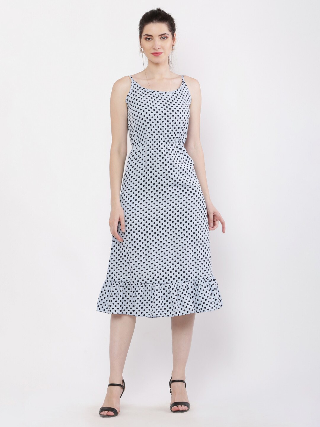 

WinEra Women White & Black Crepe Midi Dress