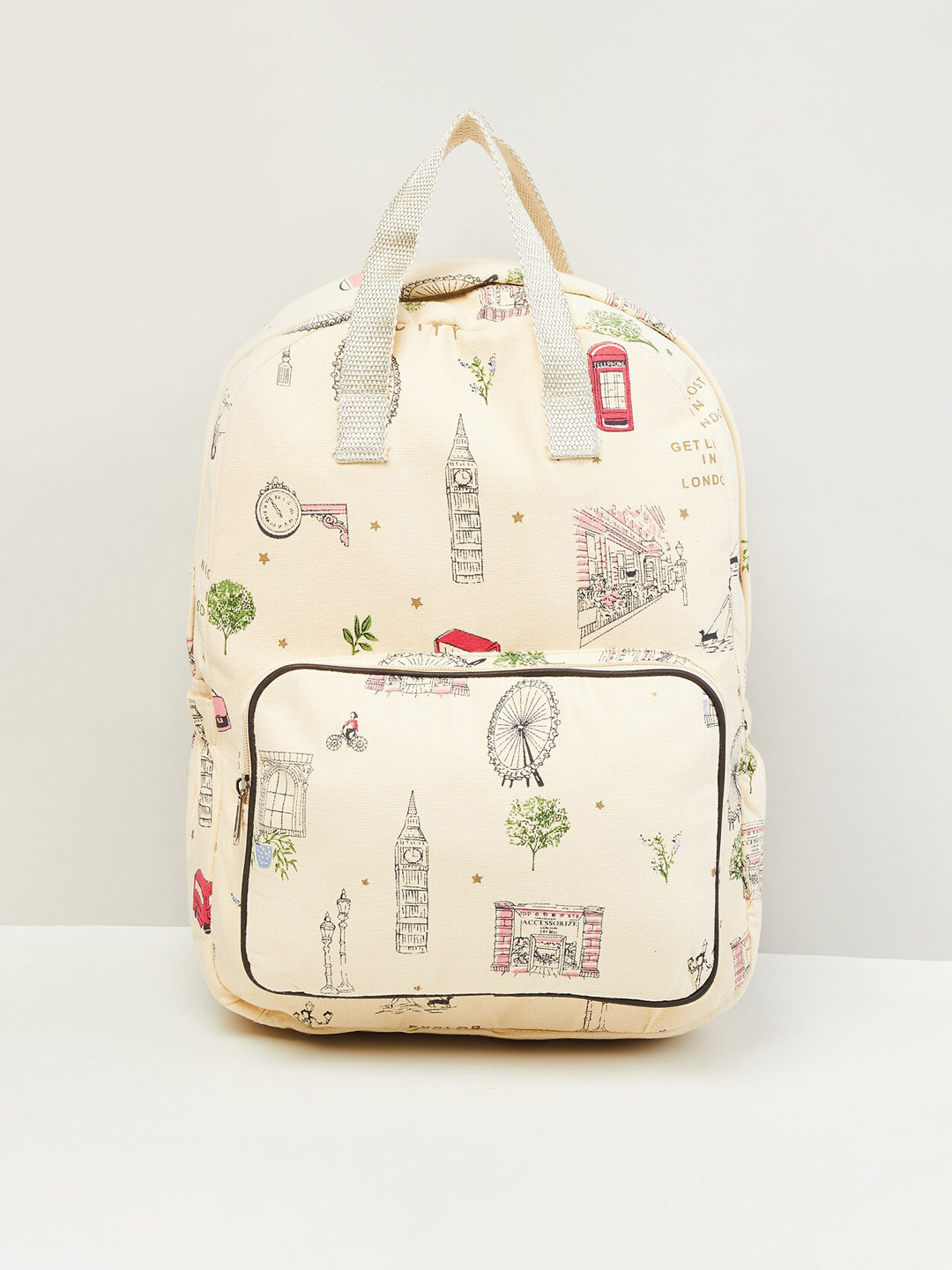 

max Women Off White & Red Graphic Backpack
