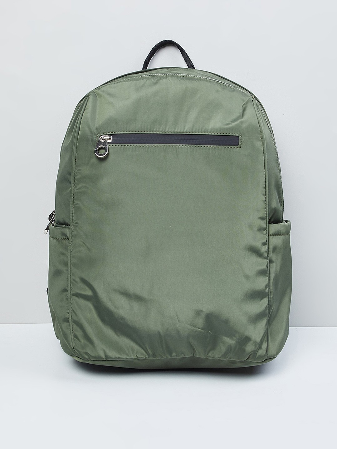 

max Women Olive Green Zip Pocket Backpack