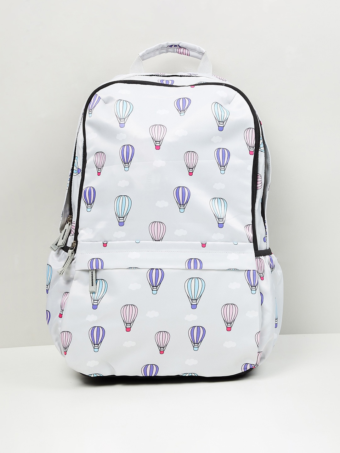 

max Boys White & Purple Graphic Printed Backpack