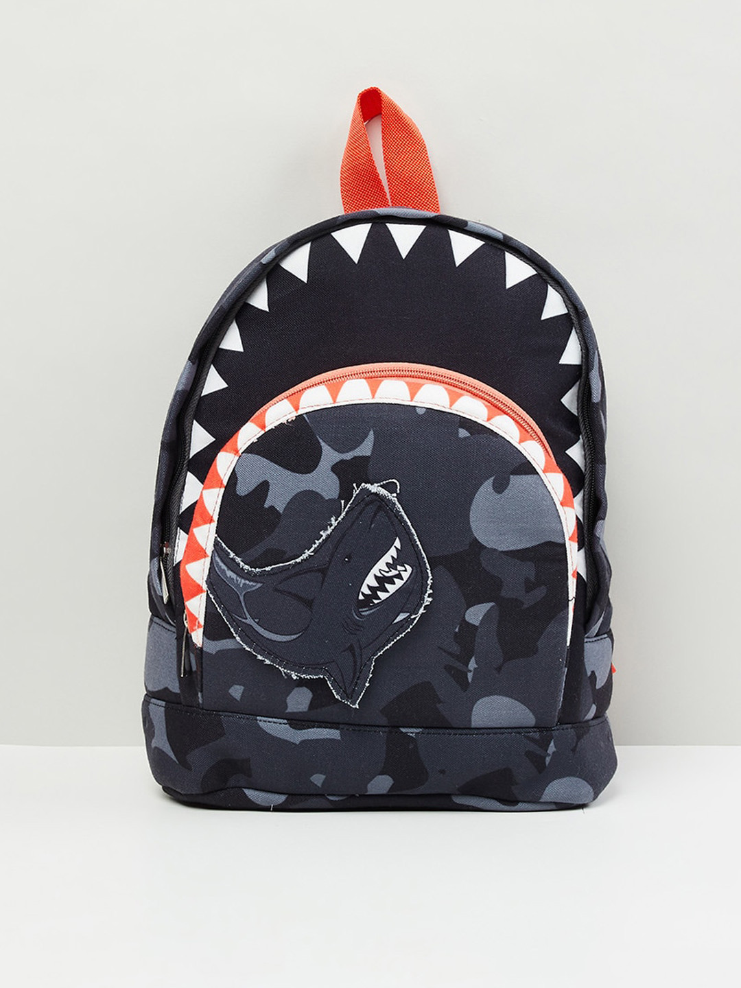 

max Boys Grey & Orange Graphic Printed Backpack