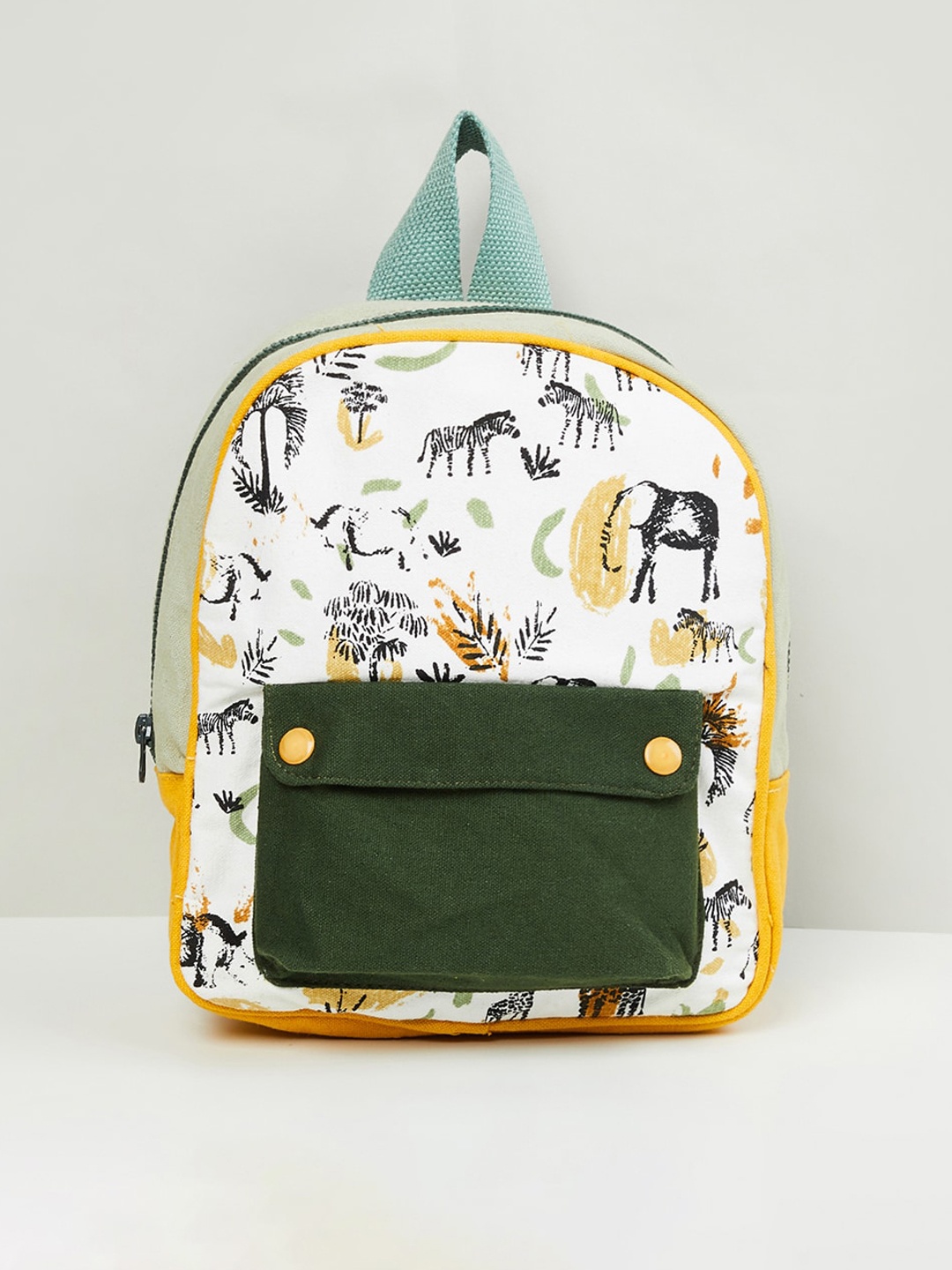 

max Girls White & Green Graphic Printed Backpack