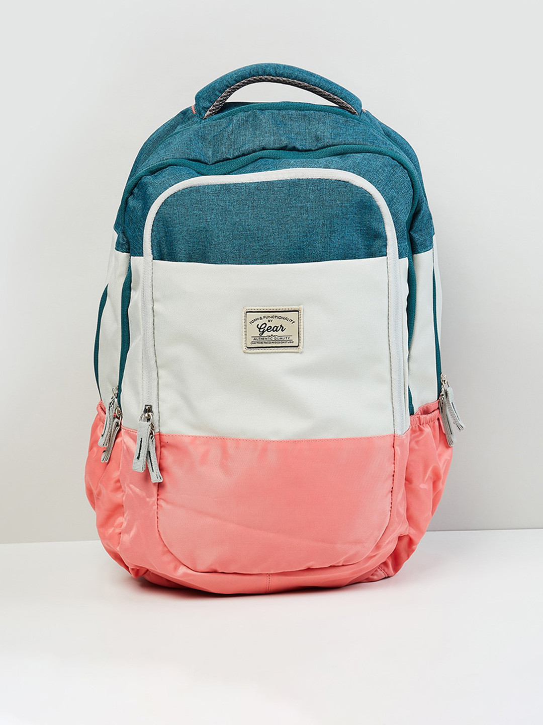 

max Girls Peach-Coloured & Off White Colourblocked Backpack