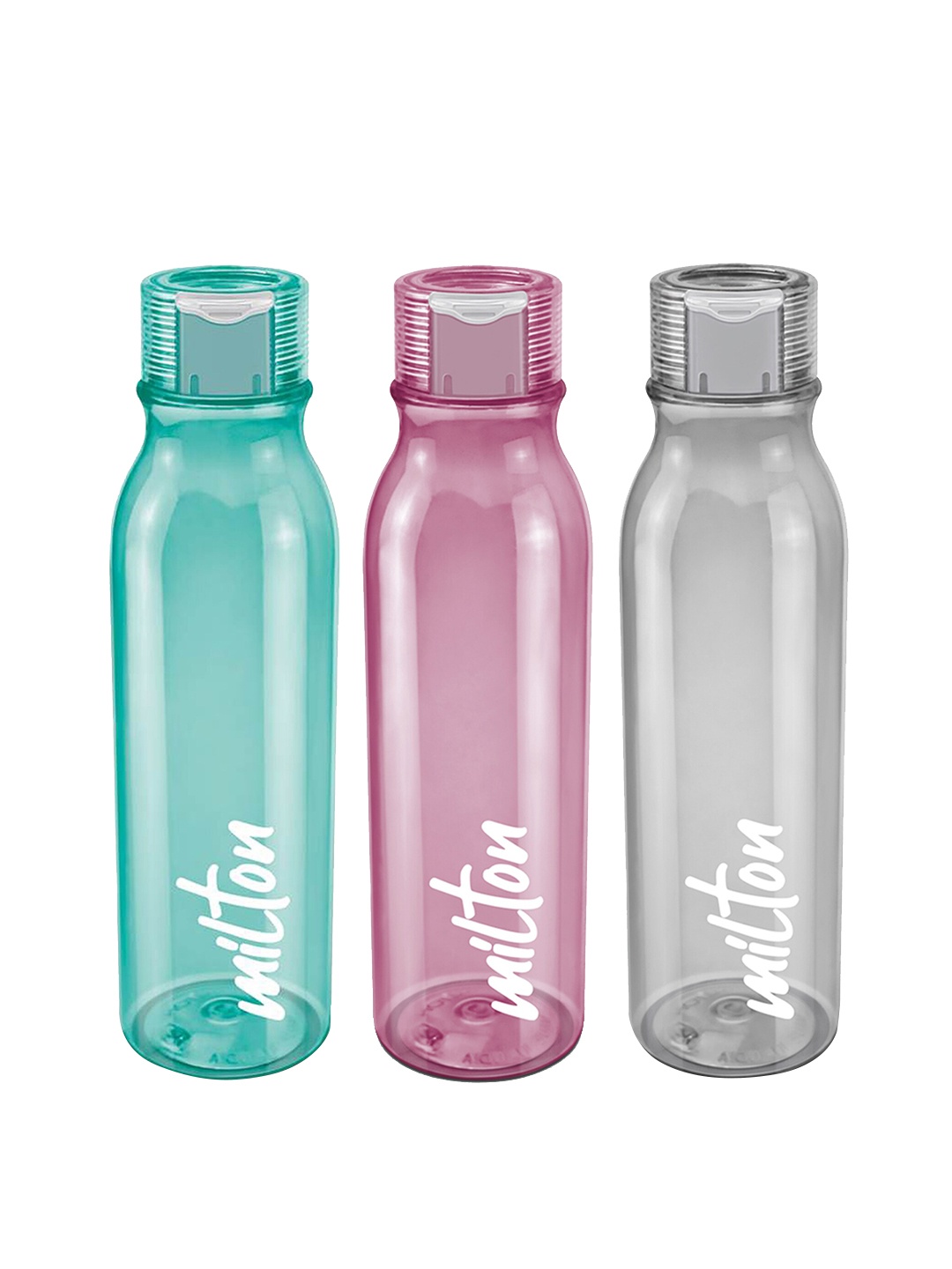 

Milton Set of 3 Burgundy Green & Grey Name Tag 1000 Pet Bottle 1 Litre Each