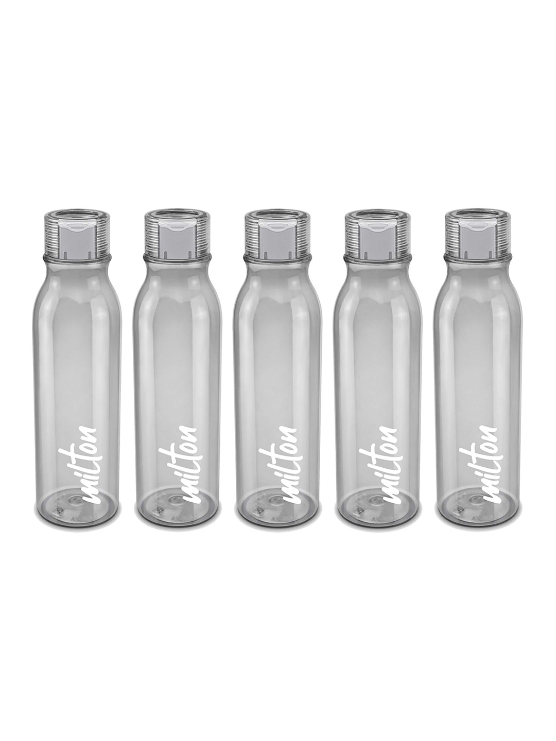 

Milton Set Of 5 Name Tag Pet BPA Free Leak Proof Water Bottles 1 Litre, Grey