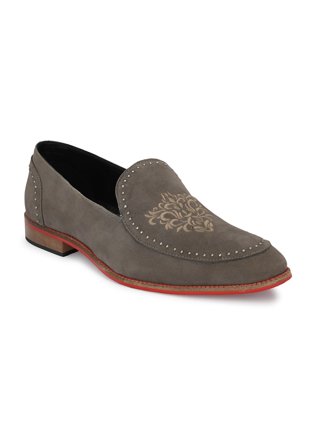 

KLEAT Men Woven Design Velvet Derbys, Grey