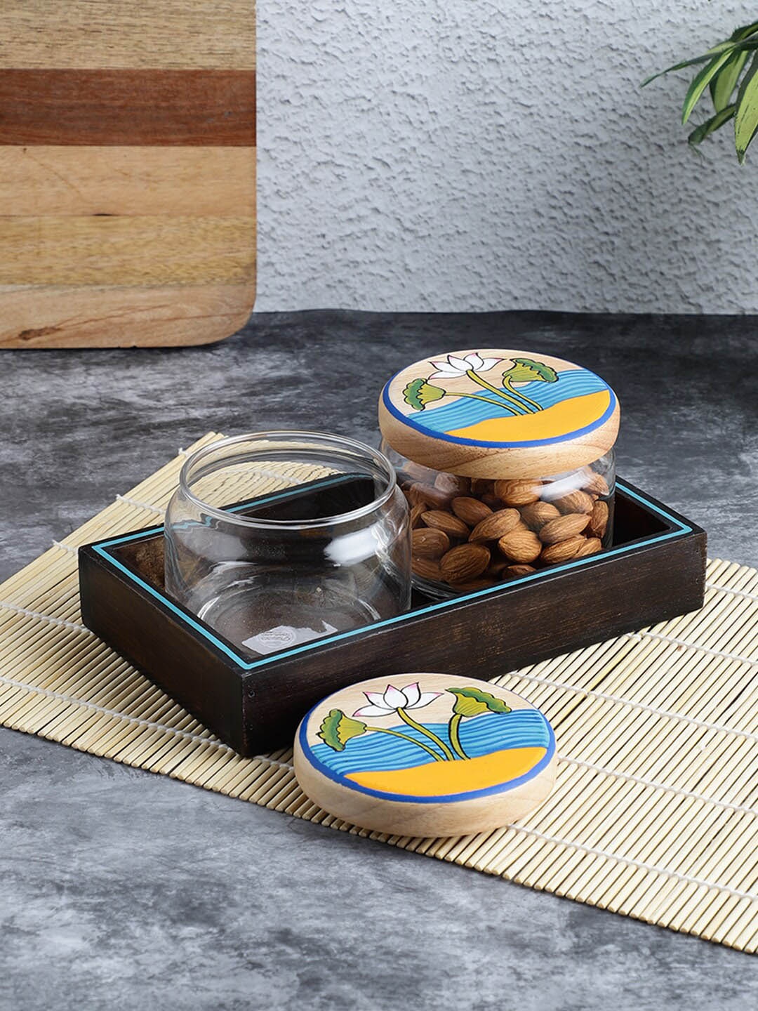 

VarEesha Transparent Set of 2 Hand Painted Food Container Glass Jars