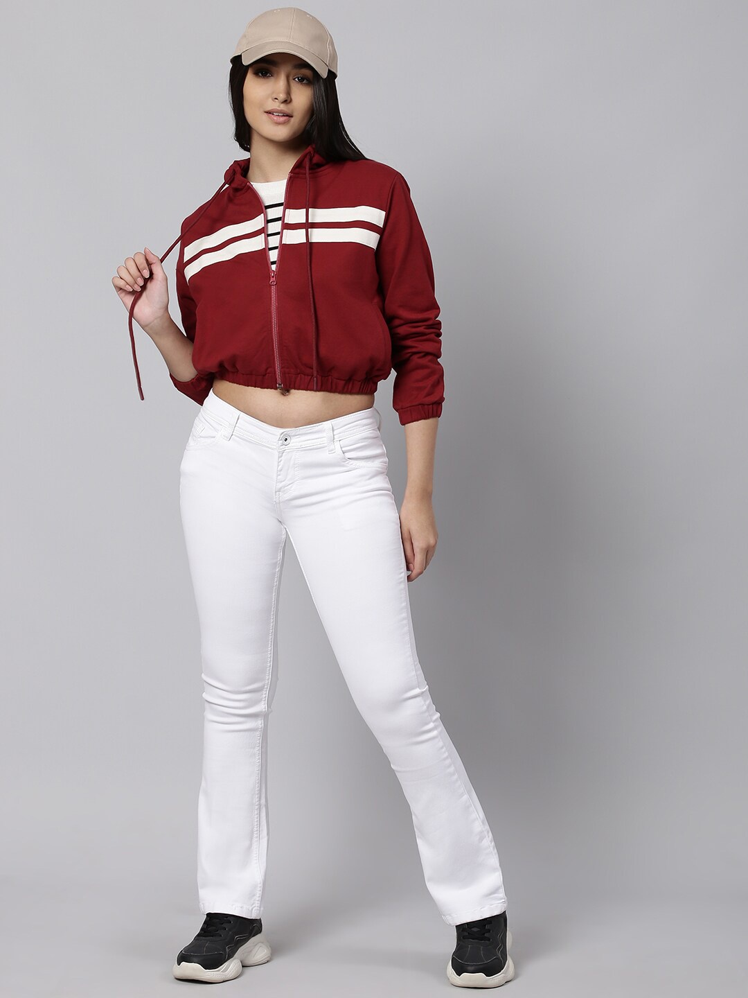 

Hubberholme Women Burgundy Hooded Sweatshirt