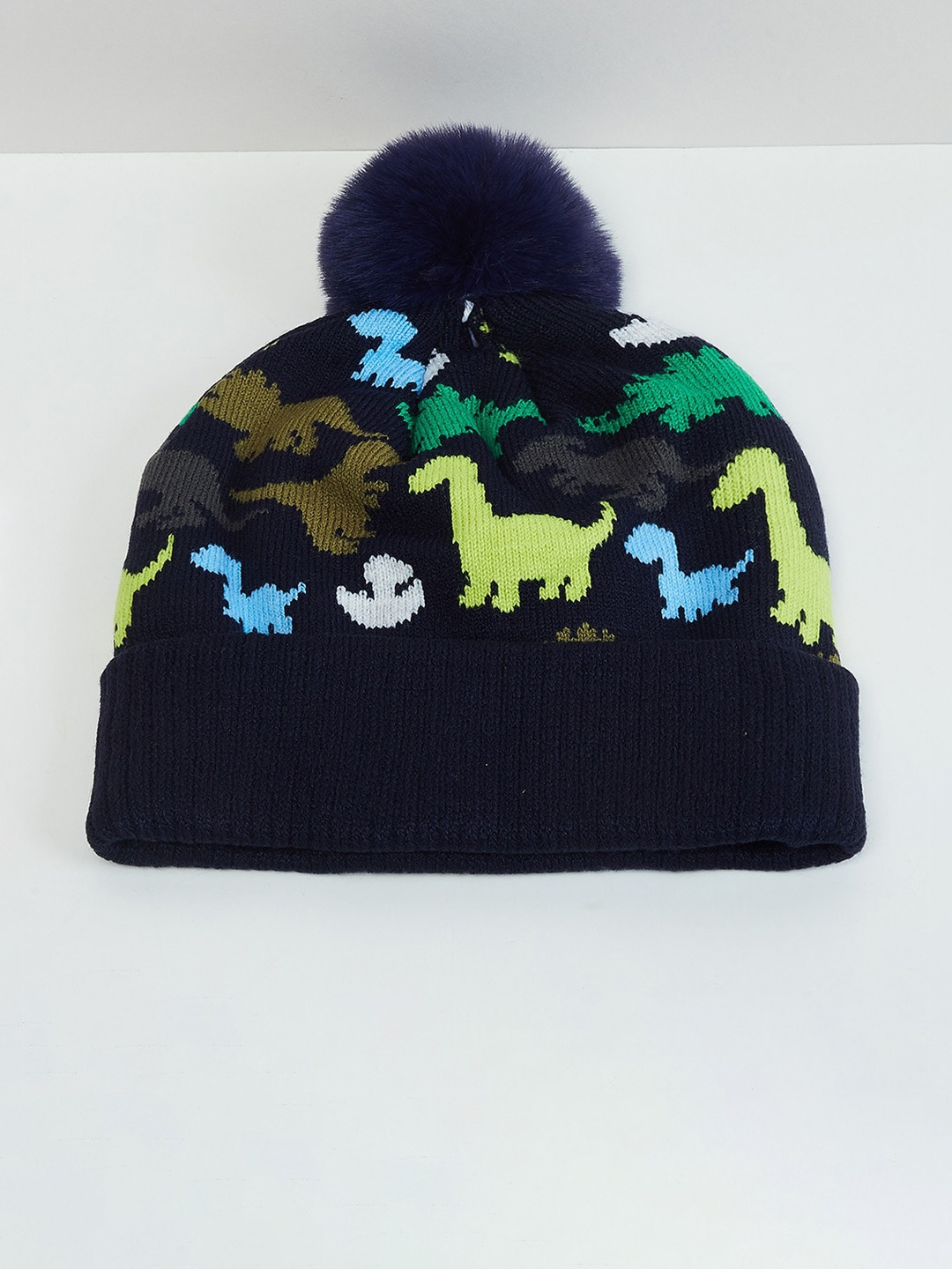 

max Boys Printed Beanie Cap, Black