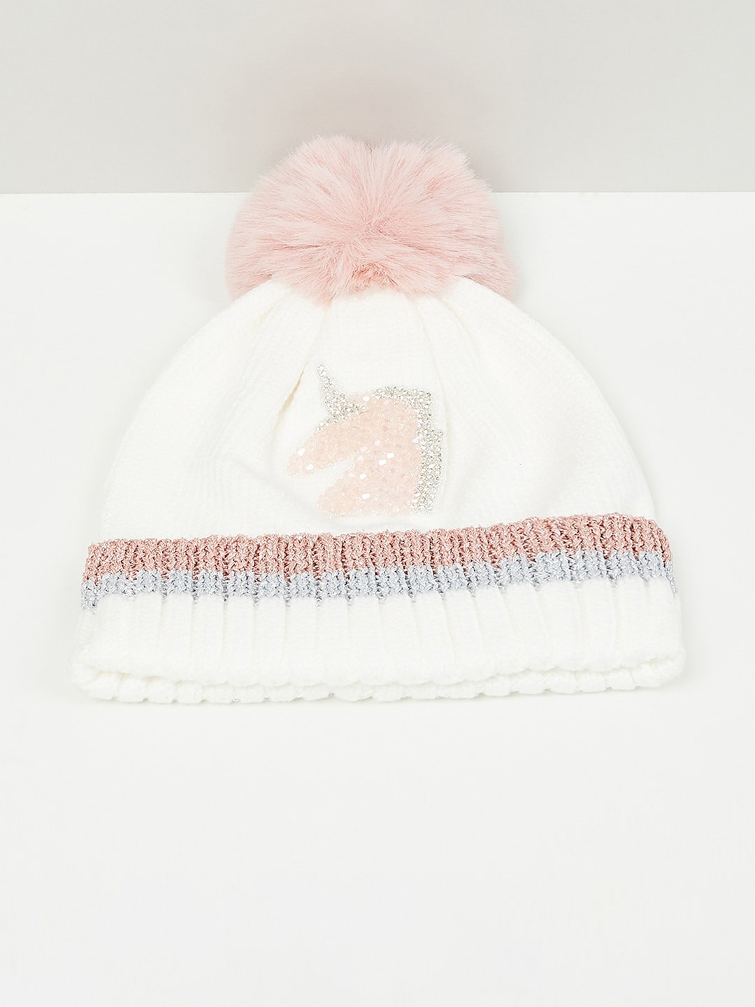 

max Girls Unicorn Embellished Beanie Cap, White