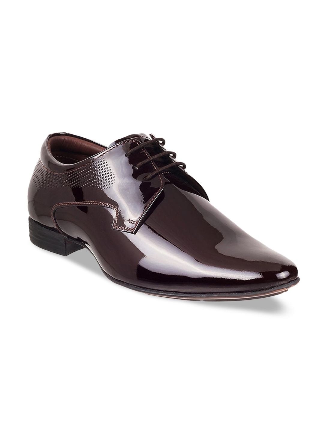 

Mochi Men Maroon Solid Leather Formal Derbys