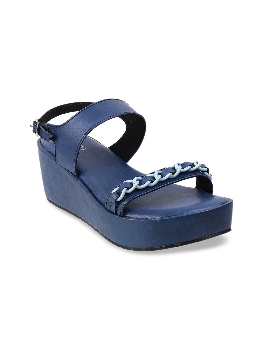 

Metro Women Blue Textured Wedge Sandals