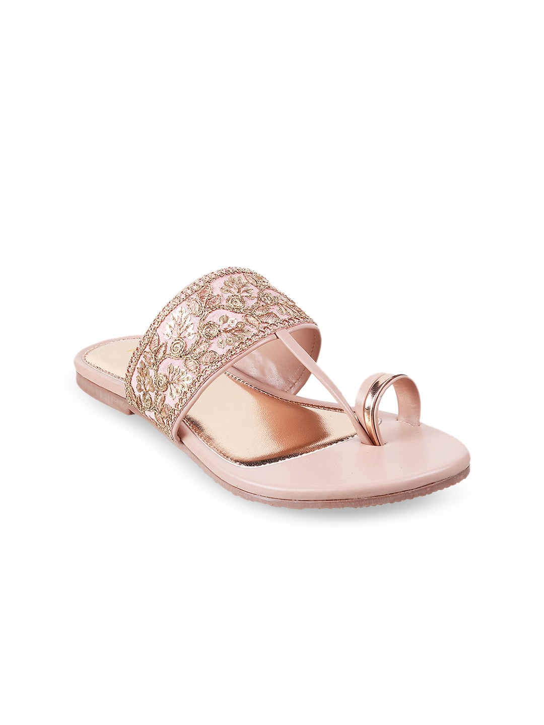 

Metro Women Embellished Ethnic One Toe Flats, Peach