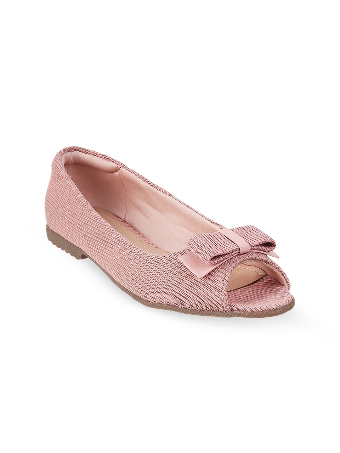 

Metro Women Peach-Coloured Striped Ballerinas with Bows Flats