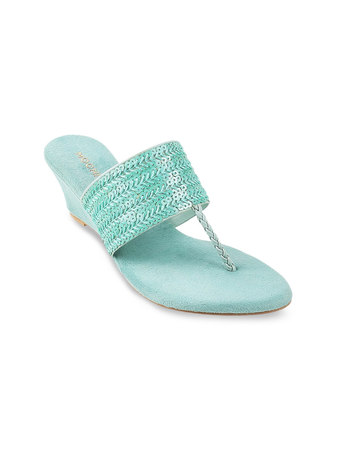

Mochi Green Embellished Party Wedge Sandals