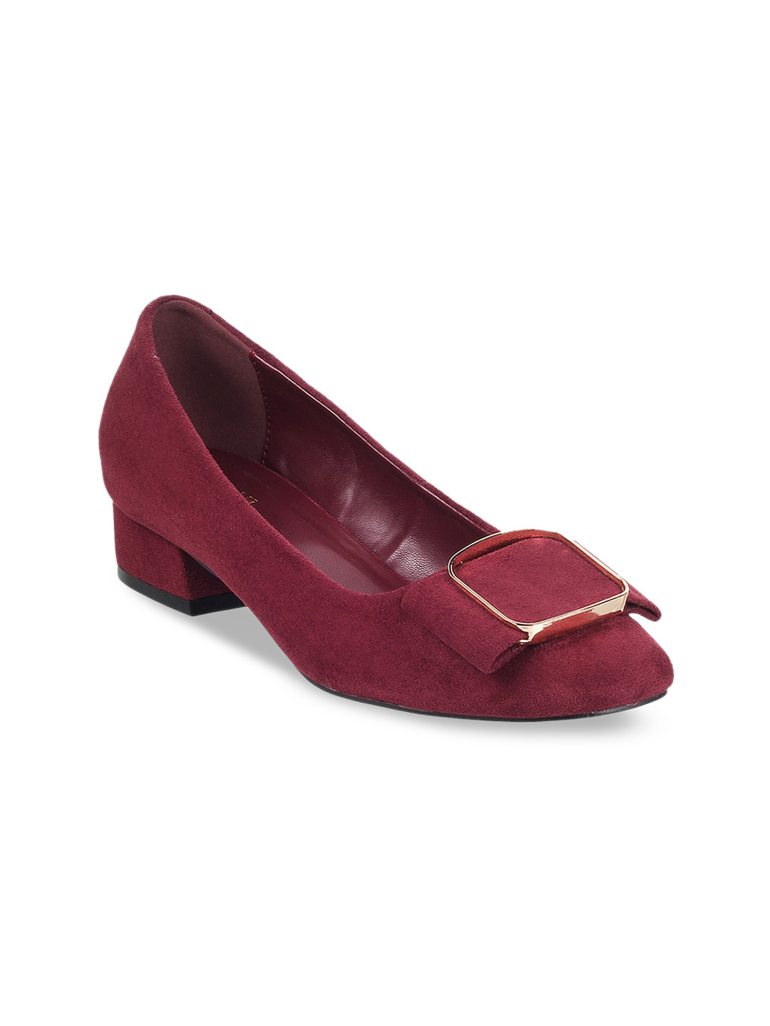 

Mochi Maroon Square Toe Block Pumps