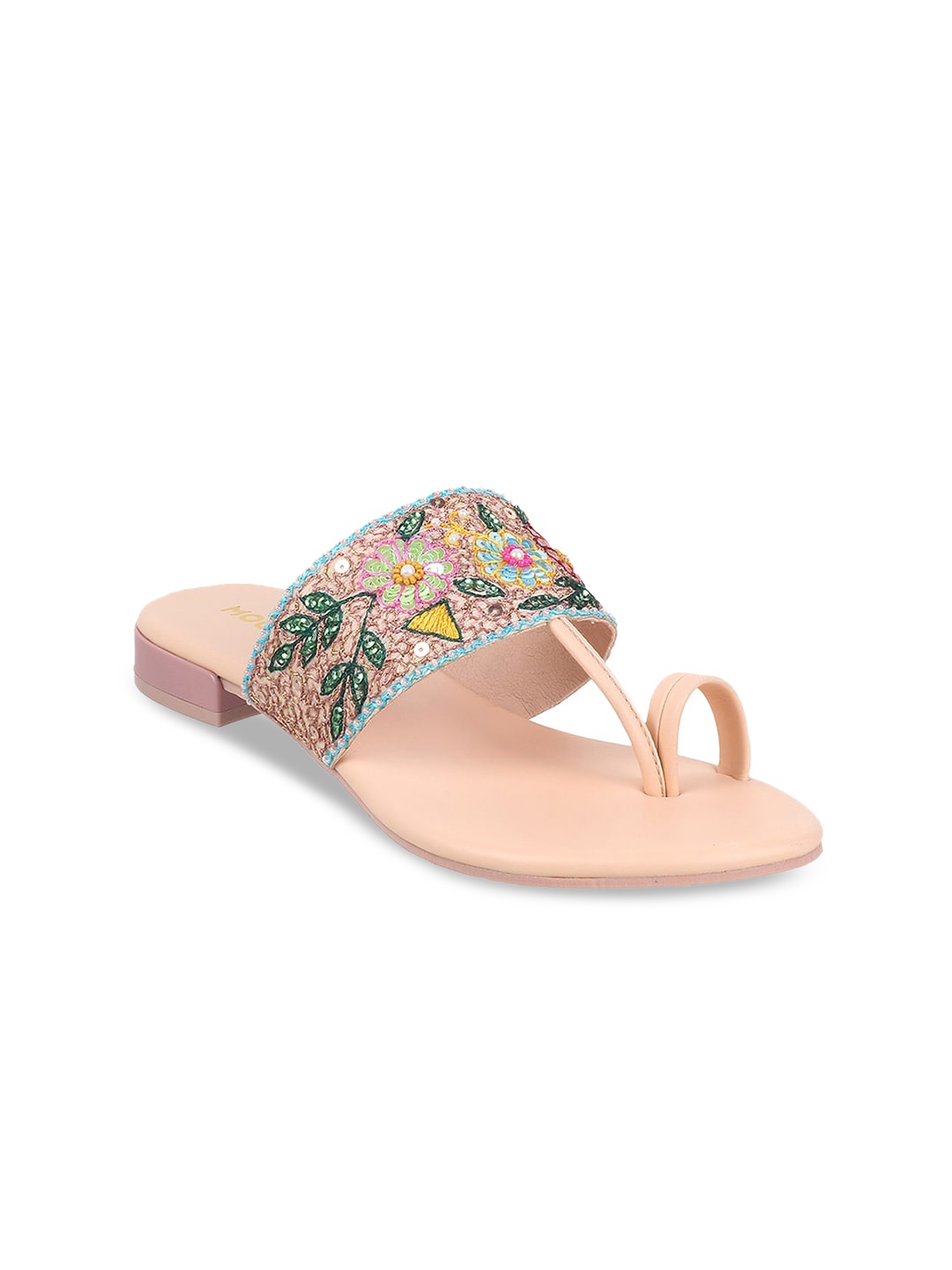 

Mochi Women Embellished Block Sandals, Pink