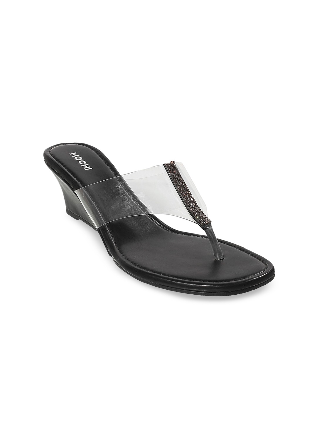 

Mochi Black Embellished Wedge Sandals