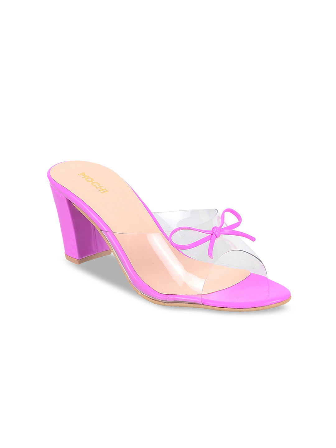 

Mochi Purple & Transparent Block Sandals with Bows