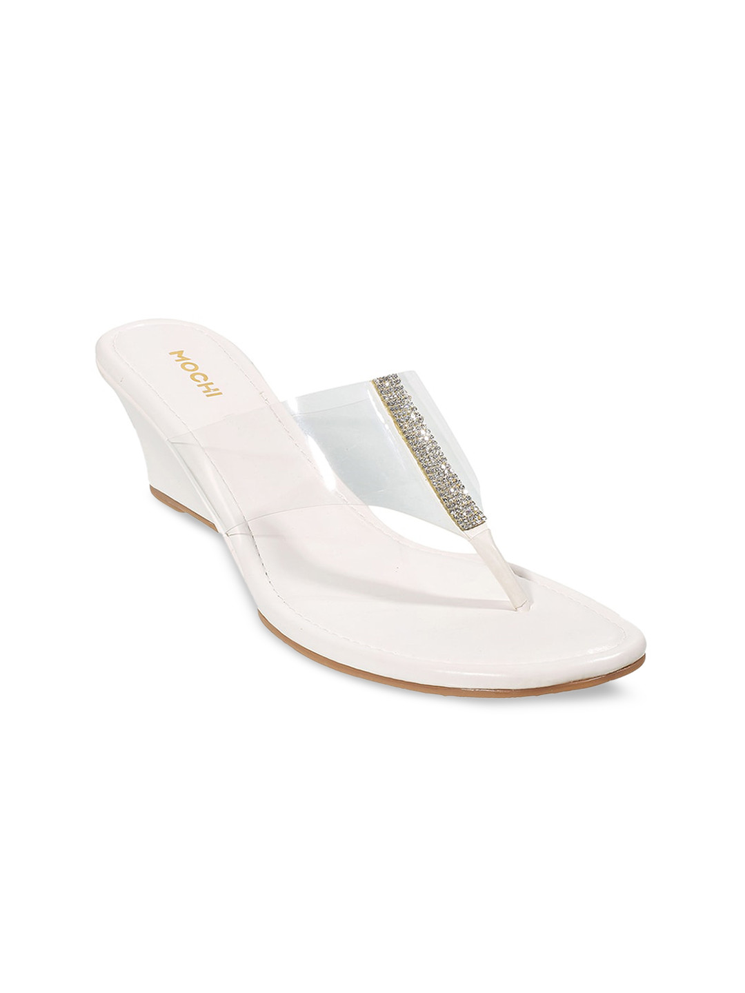 

Mochi White Embellished Wedge Sandals