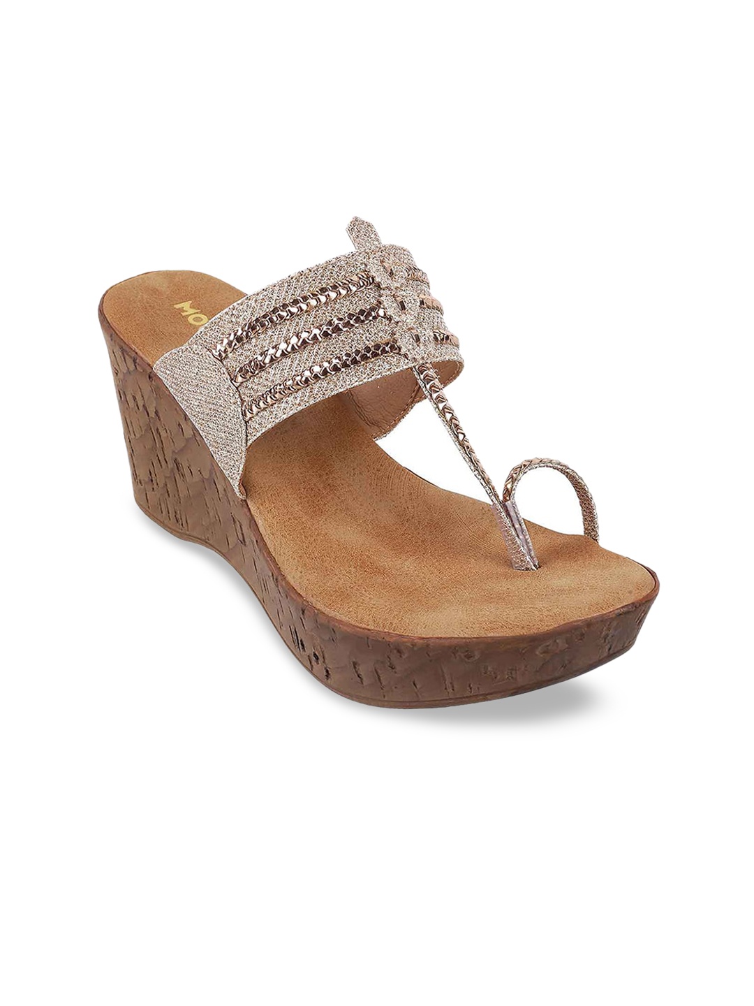 

Mochi Beige Ethnic Wedge Sandals