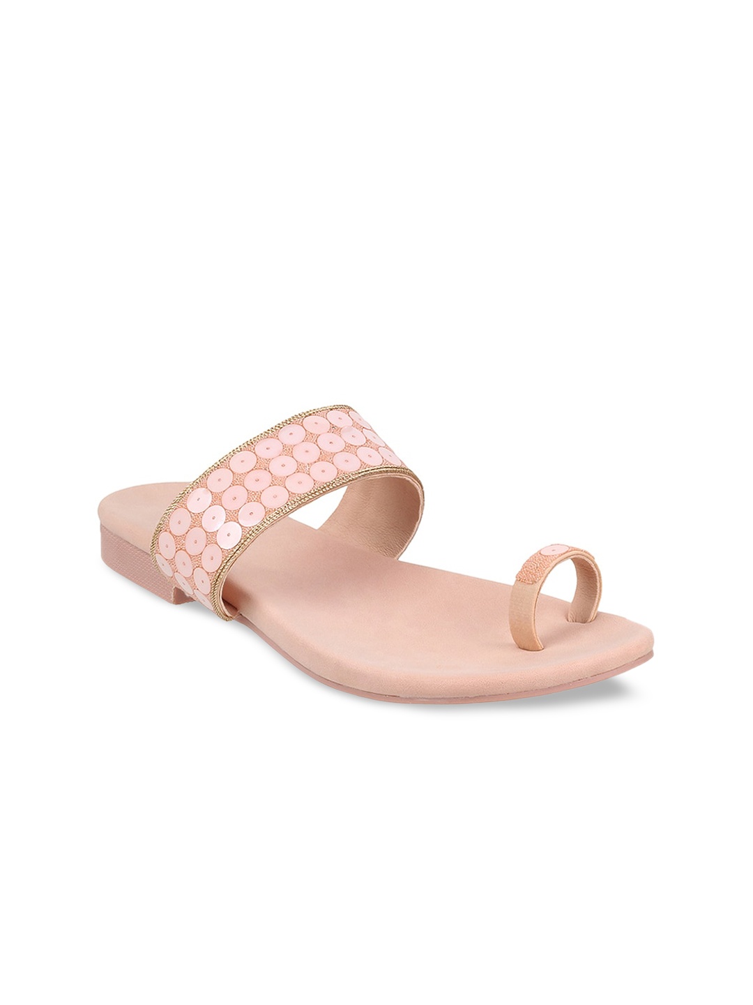 

Mochi Women Peach-Coloured One Toe Flats