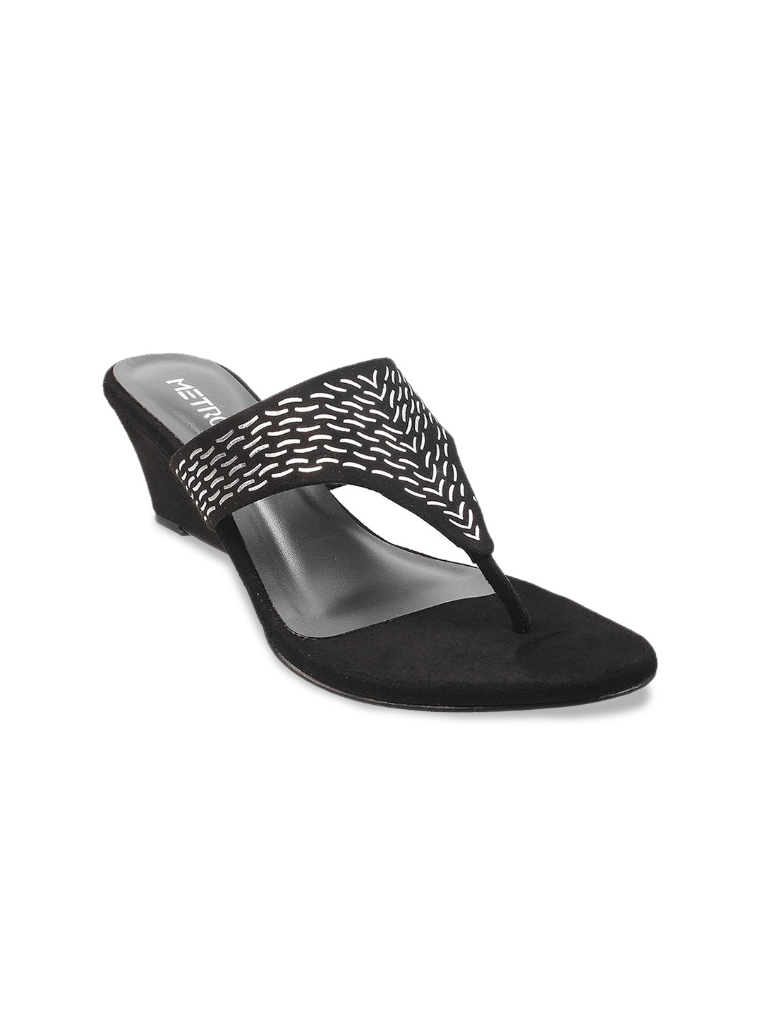 

Metro Women Black Embellished Wedge Sandals