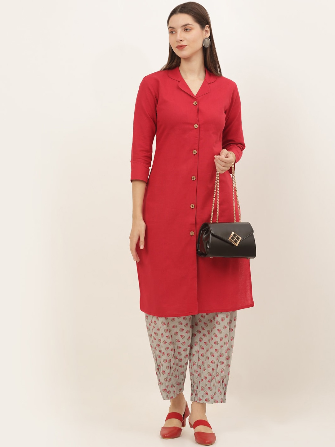 

KALINI Women Red Pure Cotton Kurta