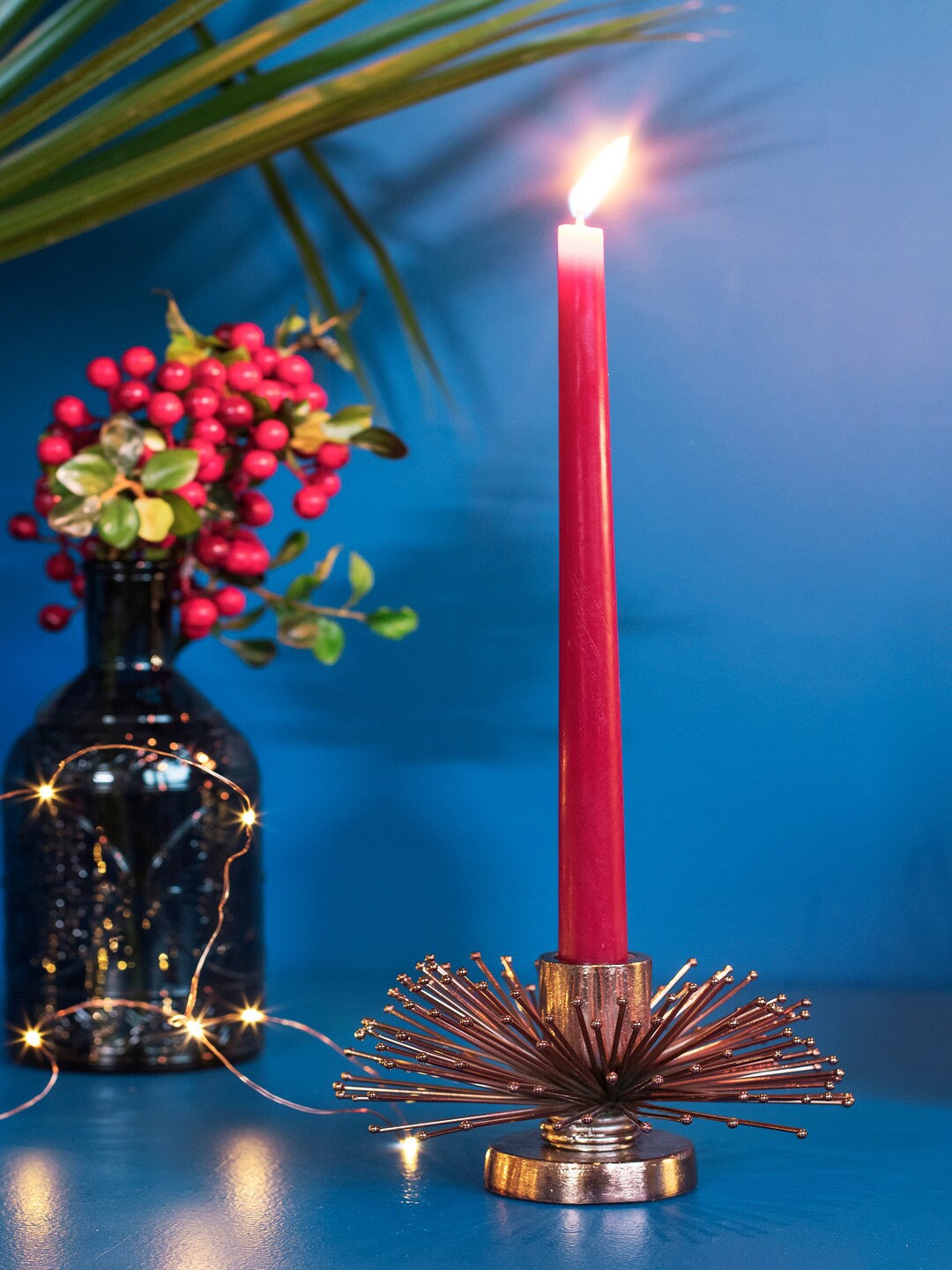 

The 7 DeKor Copper-Toned Textured Metal Candle Holder