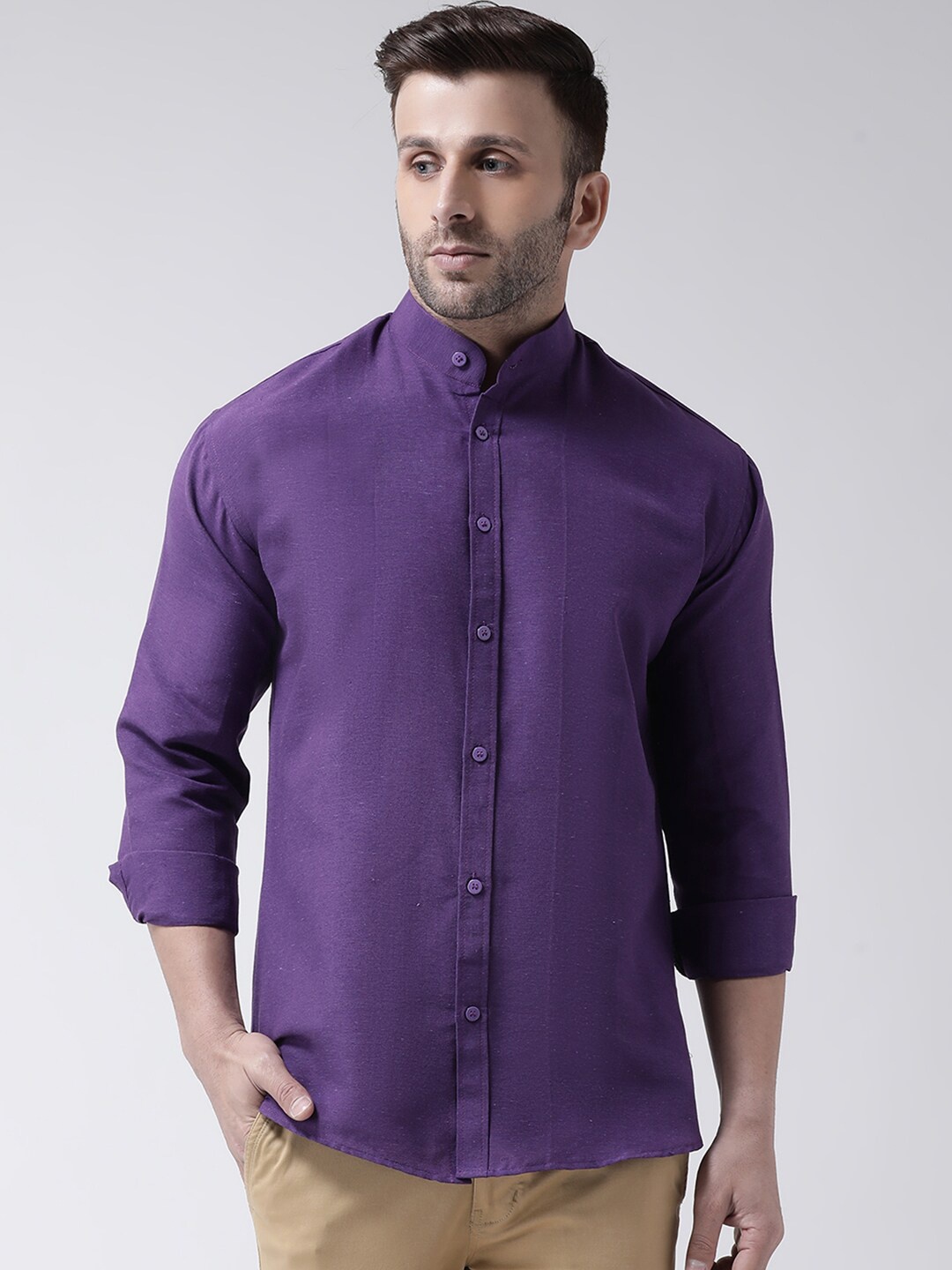 

RIAG Men Purple Solid Casual Shirt