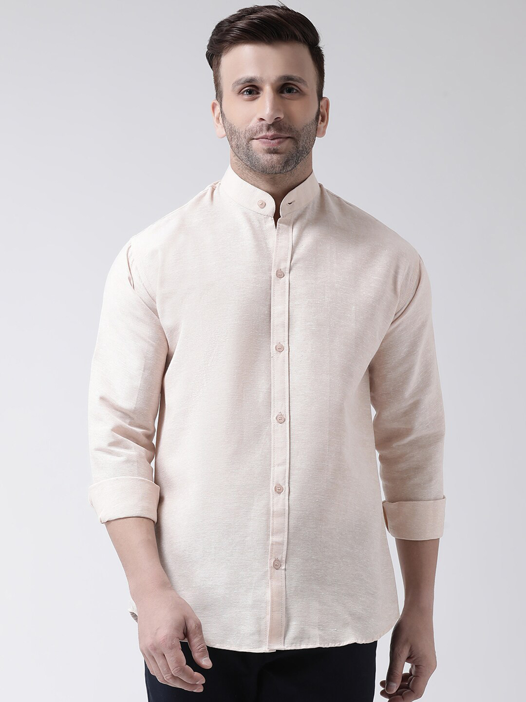 

RIAG Men Beige Solid Casual Shirt