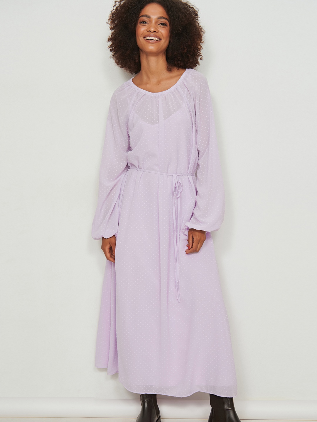 

NA-KD Lavender Dobby Weave Maxi Midi Dress