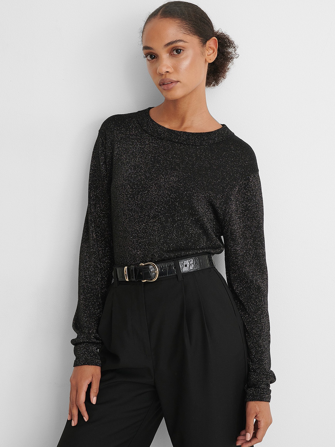 

NA-KD Women Black Shimmery Pullover