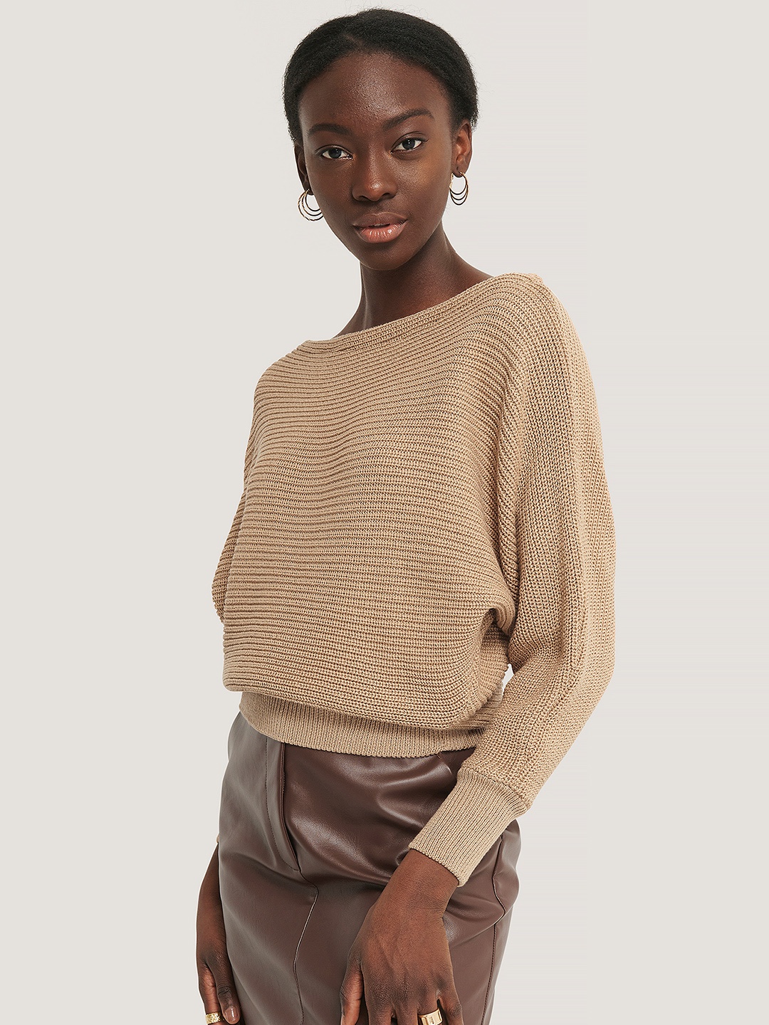 

NA-KD Women Beige Solid Pullover