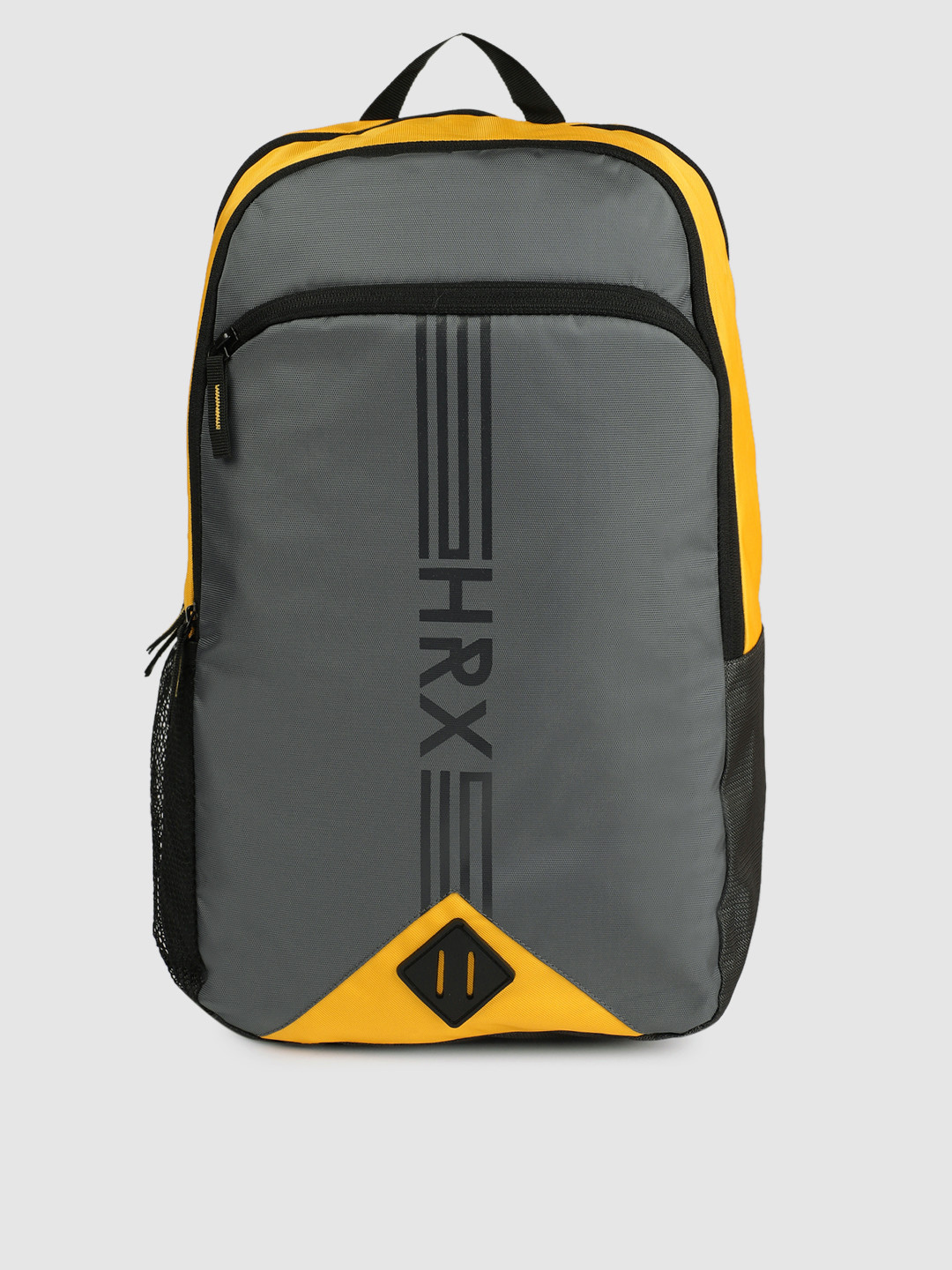 

HRX by Hrithik Roshan Unisex Grey & Yellow Brand Logo Backpack