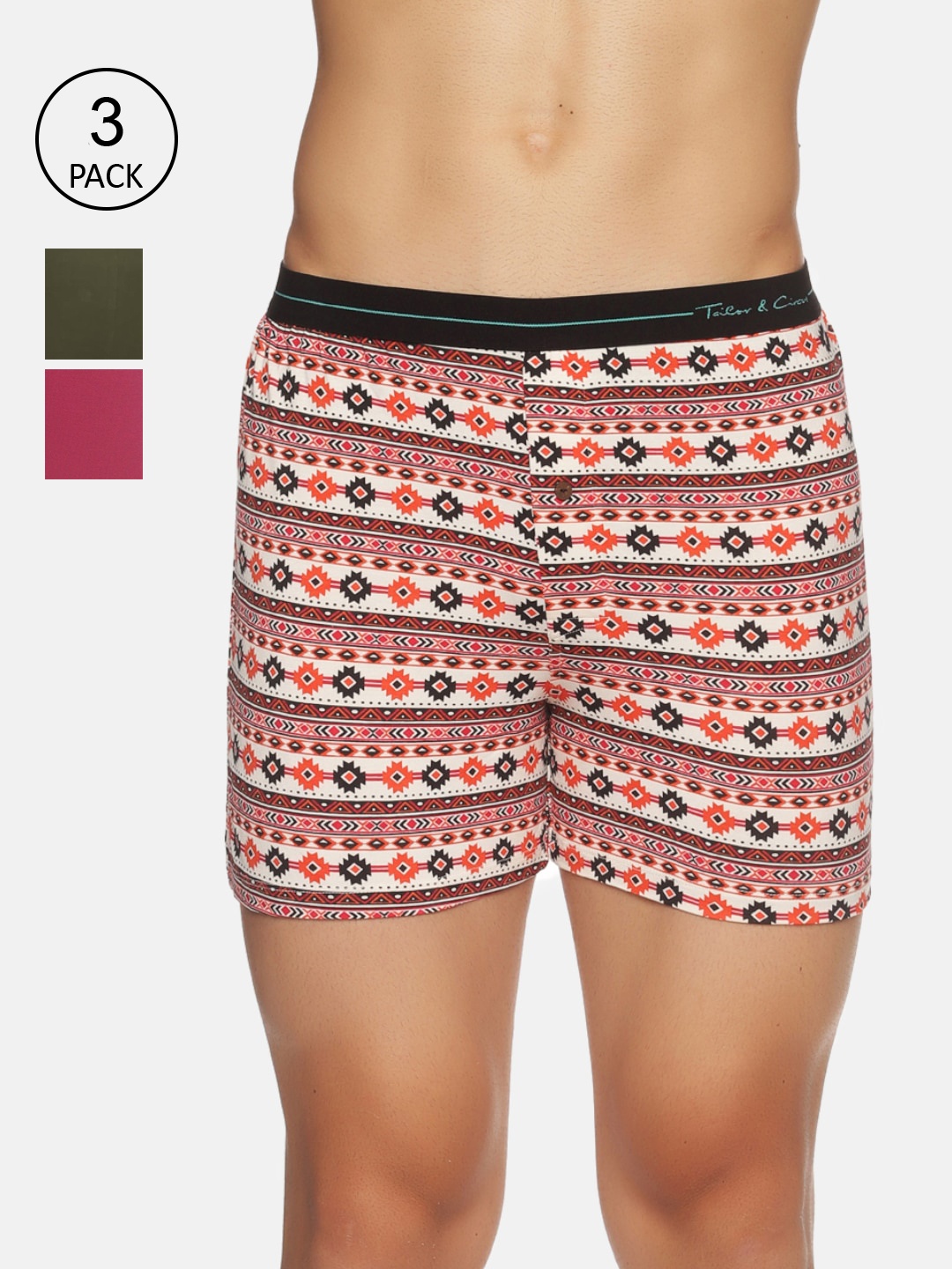

Tailor & Circus Men Pack Of 3 Printed Boxers, White