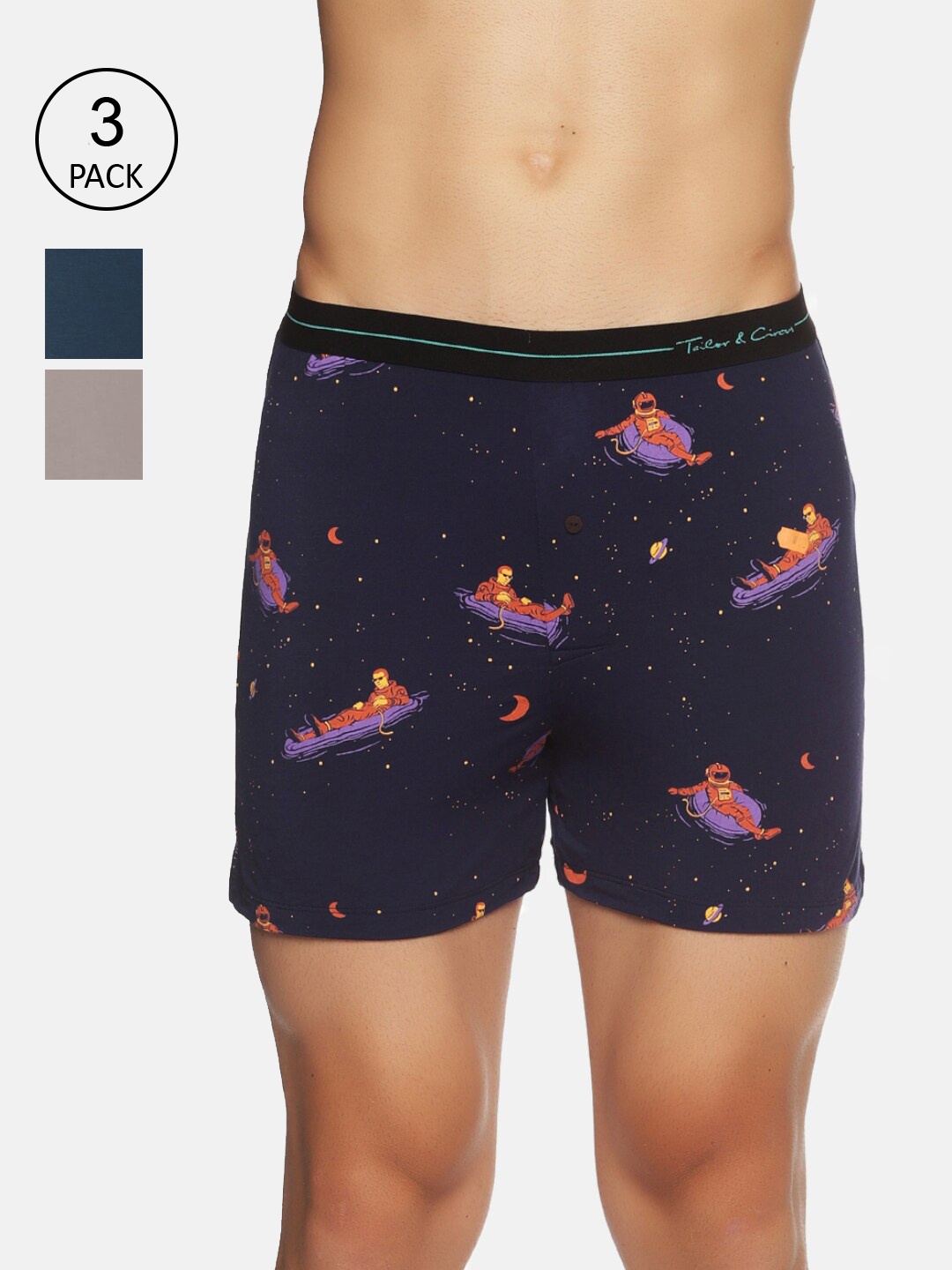 

Tailor & Circus Set Of 3 Printed Anti-Microbial Trunks BX_3PK_LC_BC_GM, Blue