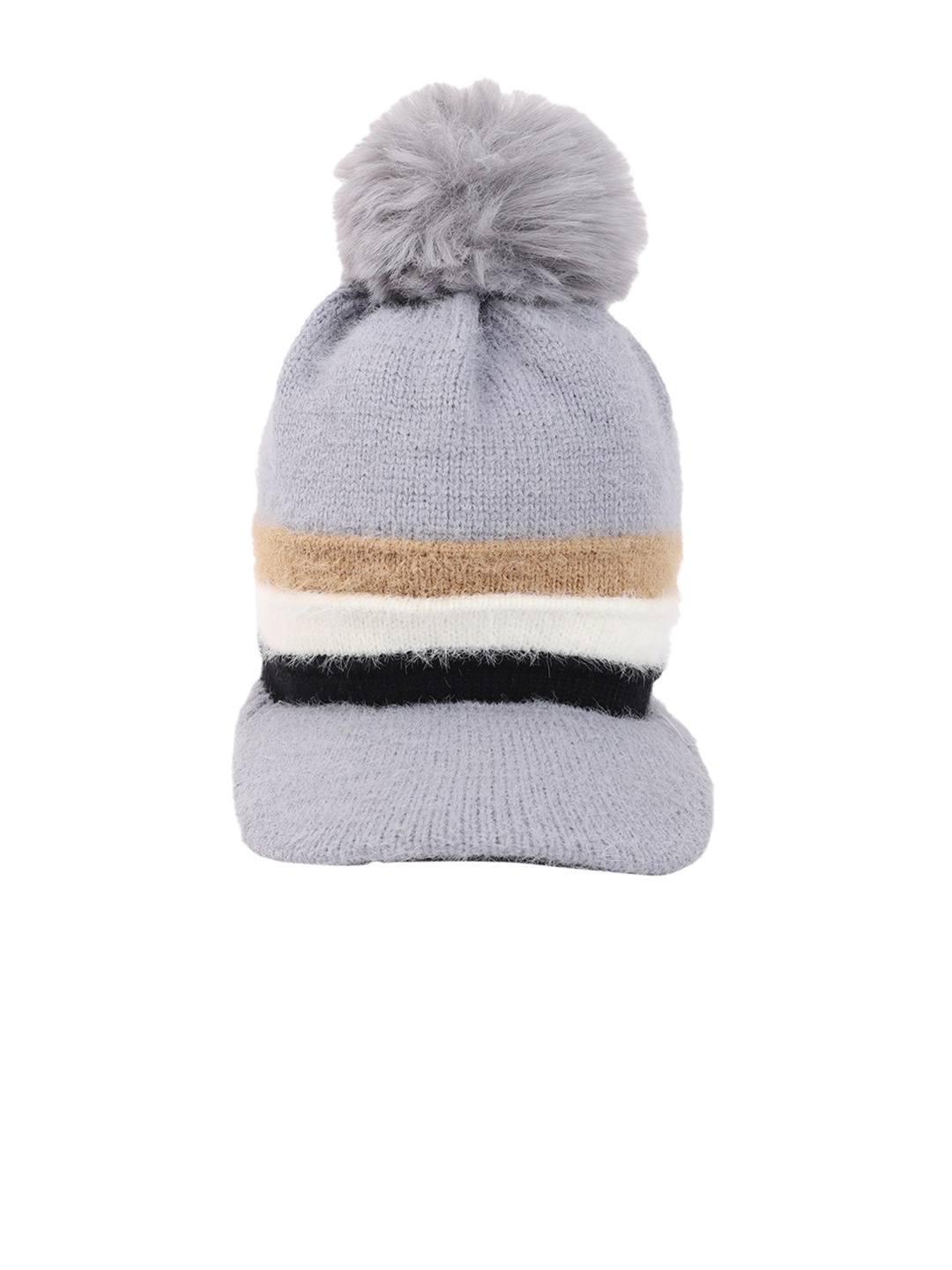 

ELLIS Women Grey & White Self-Design Beanie