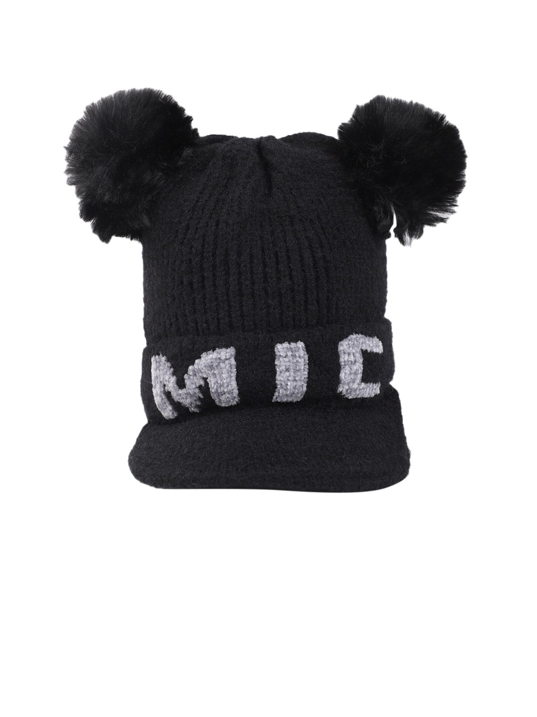 

ELLIS Women Black & Grey Self-Design Beanie