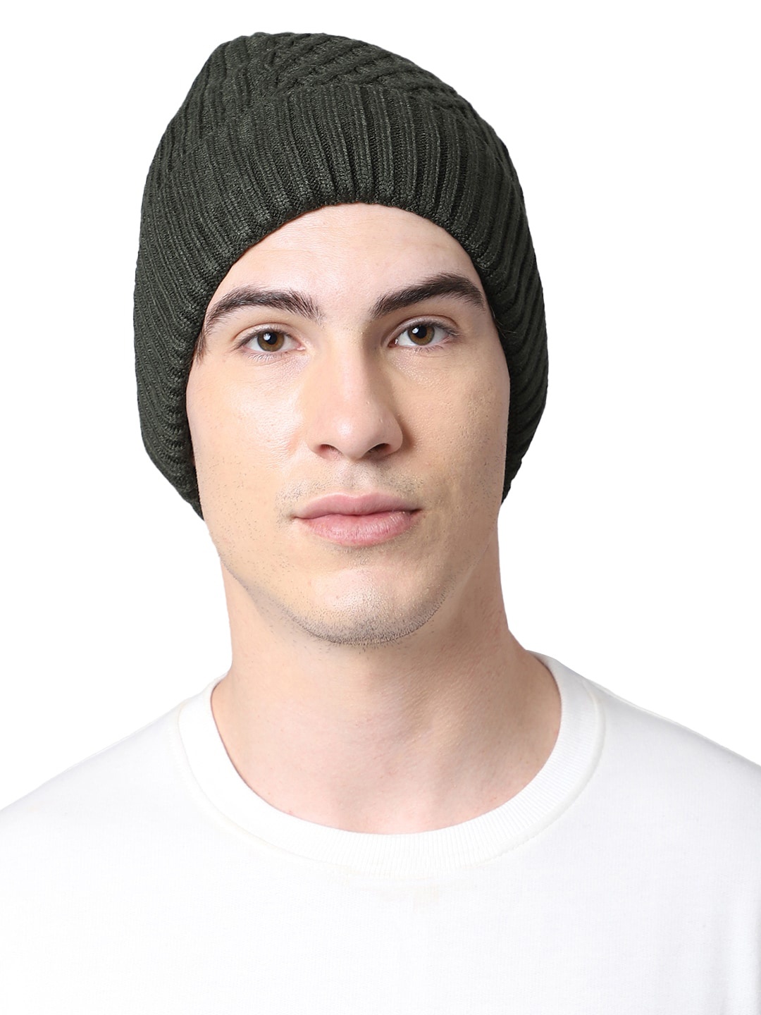 

ELLIS Men Green Self-Design Beanie