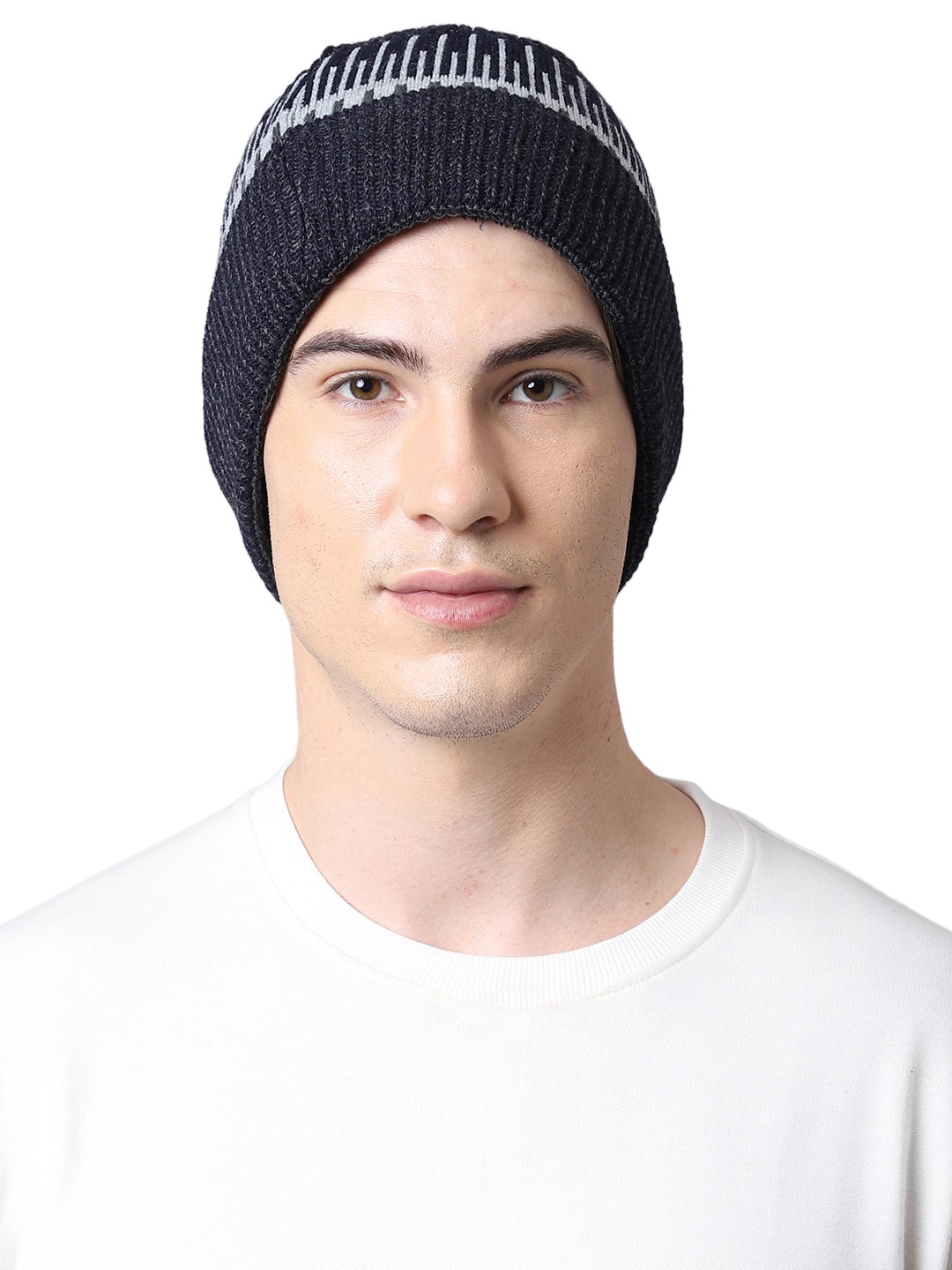 

ELLIS Men Printed Beanie, Blue