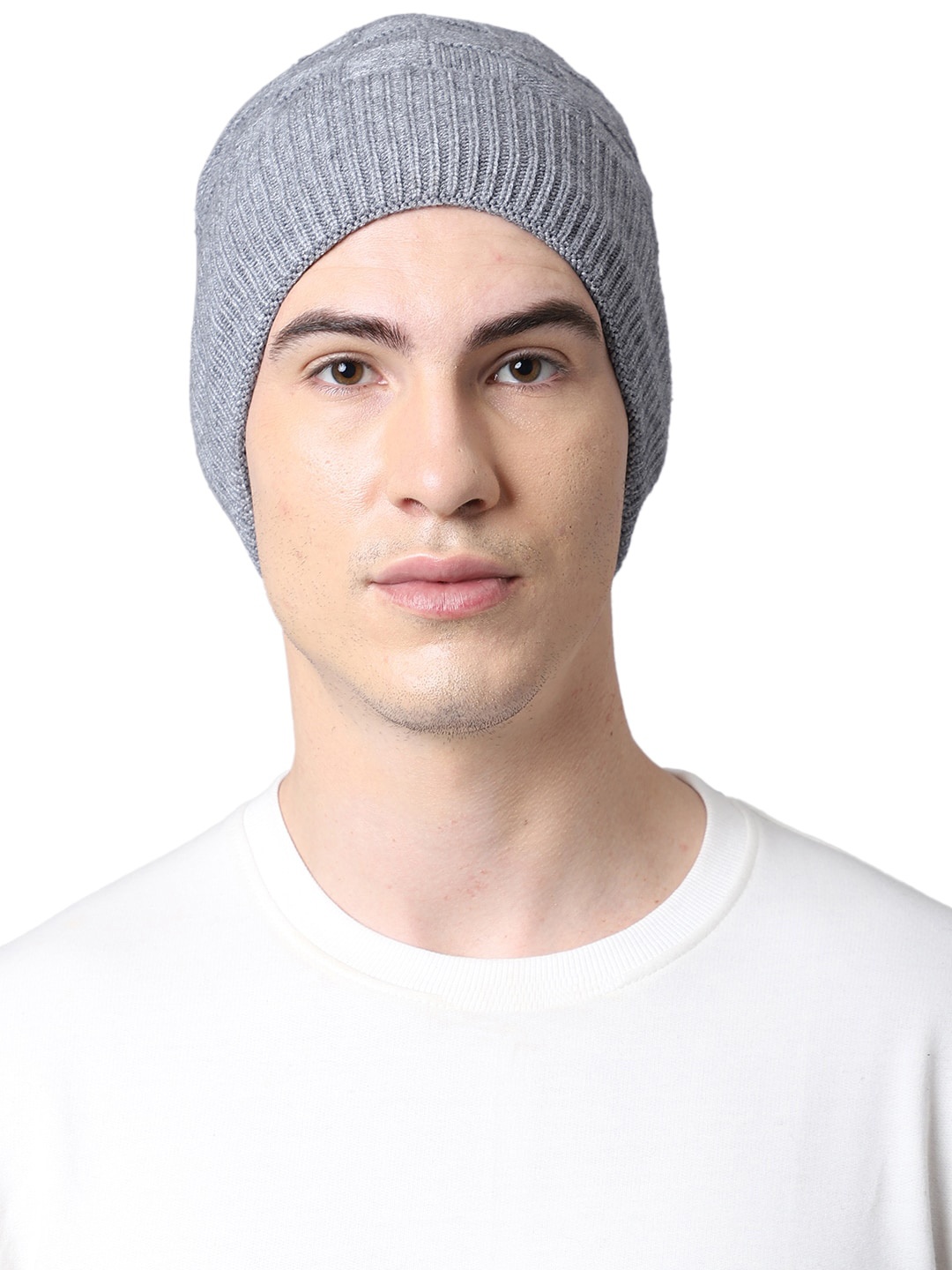 

ELLIS Men Grey Self-Design Beanie