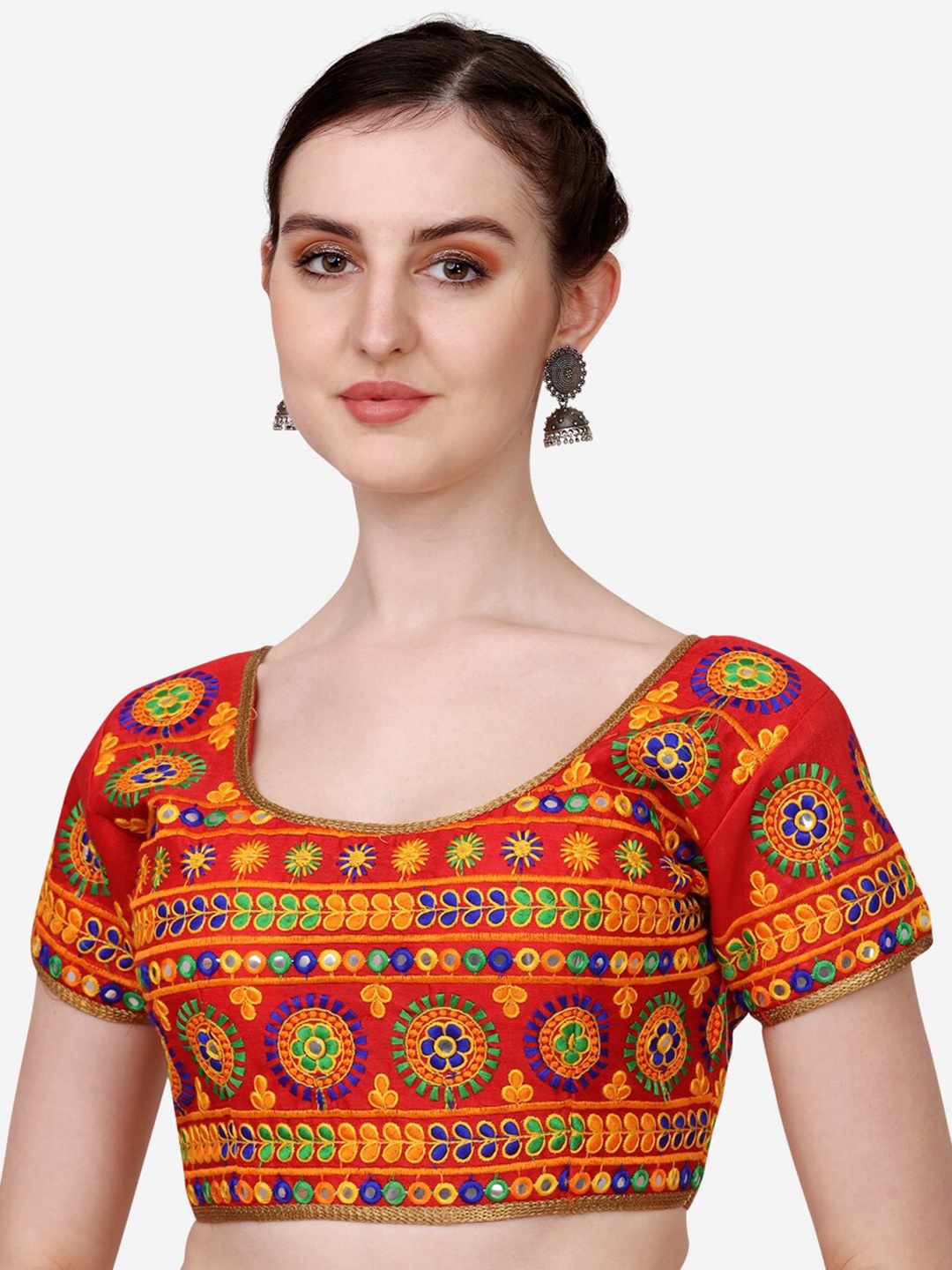 

Sumaira Tex Red Embroidered Work Saree Blouse